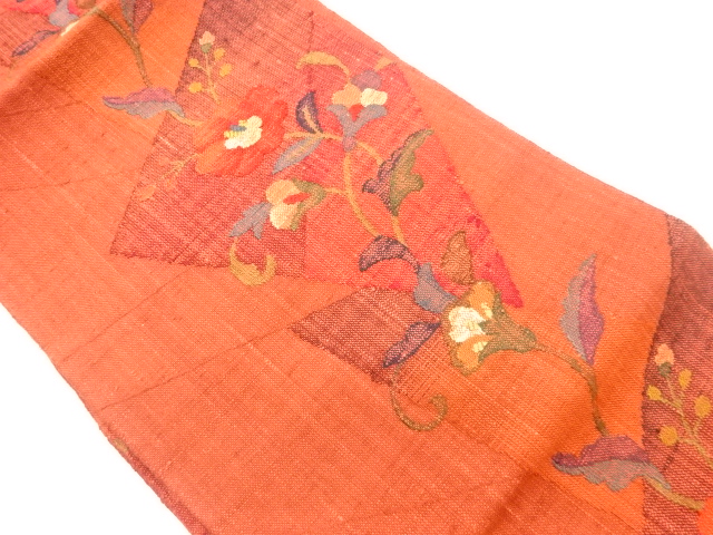 JAPANESE NAGOYA OBI / MAWATA TSUMUGI / WOVEN FLOWER ARABESQUE